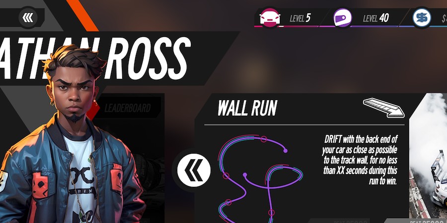 DRIFT RUNNER RACE SELECT UI